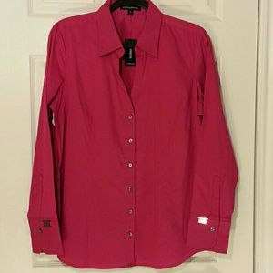 Express button hot pink blouse